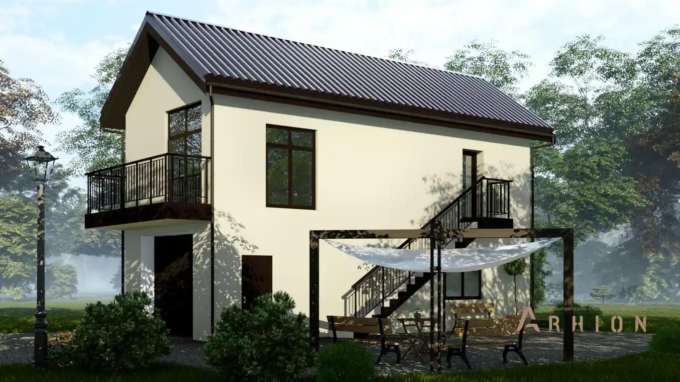 1. Проект двухэтажного дома в европейском стиле с плоской кровлей , h-1619, площадью - 88 кв c балконом, гаражом